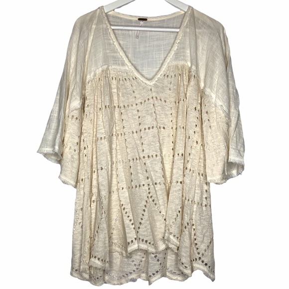 Free People Summer Lovin Boho Chic Cream Top Small - Picture 1 of 9